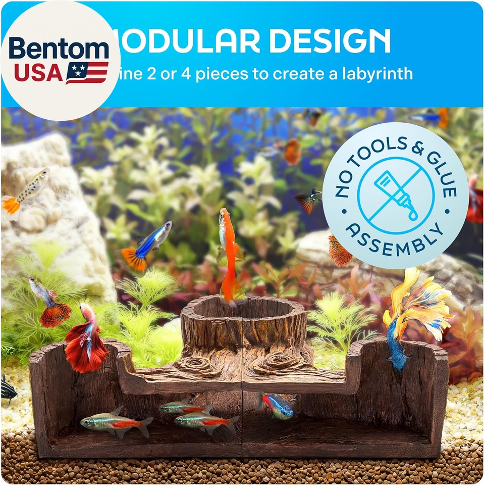 Cueva para acuario | Cueva para pecera sin Bpa de aspecto natural para esquinas | Foto 4 de 4