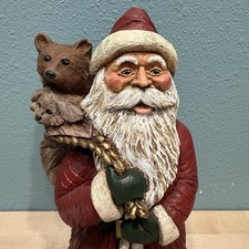 The Herold Collection Christmas Santa Animal Lover Resin Folk Art Figurine USA