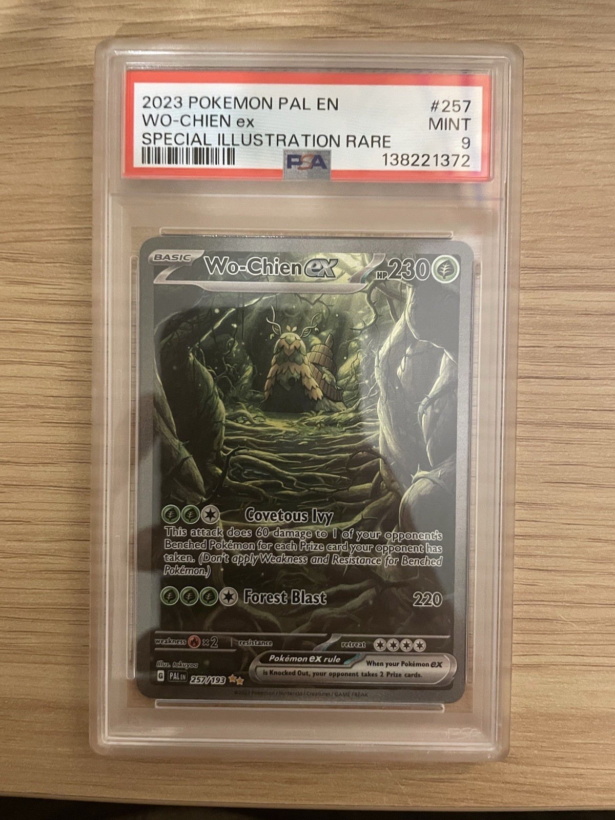 Pokemon PSA 9 Mint Wo-Chien ex 257/193 Special Illustrated Rare - Paldea Evolved