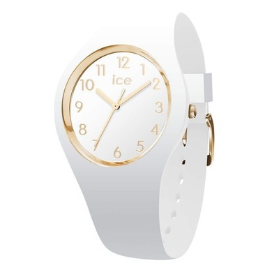 ICE glam White Gold Numbers  Weiße Damenuhr mit Silikonarmband  014759 Small