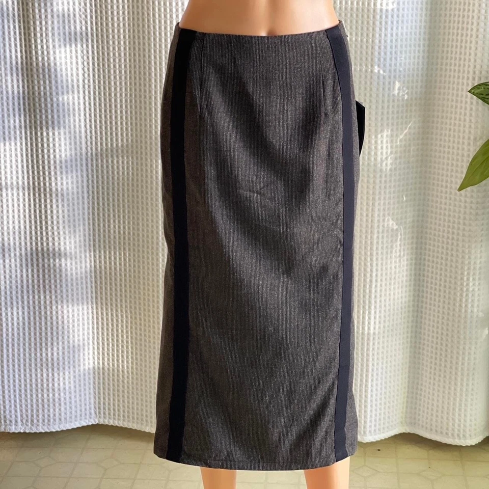 NUEVO CON ETIQUETAS Falda Midi De Colección Y2K Annette Görtz Para Mujer Gris Mezcla Lana Talla 34 EE. UU. Pequeña Foto 2 de 4