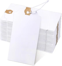120 Pack White Gift Tags with Elastic String Hang 4.72x2.36in, 120pack 
