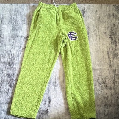 Eric Emanuel Green Cotton Terry Lounge Pants Drawstring Elastic Waist Logo M