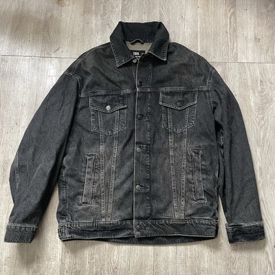 Zara Man New York Denim Edition Jean Jacket Sz Medium Black