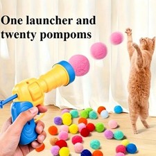 21PCS Cat Toy Set Plush Balls Launcher Interactive Indoor Kitten Play Toys