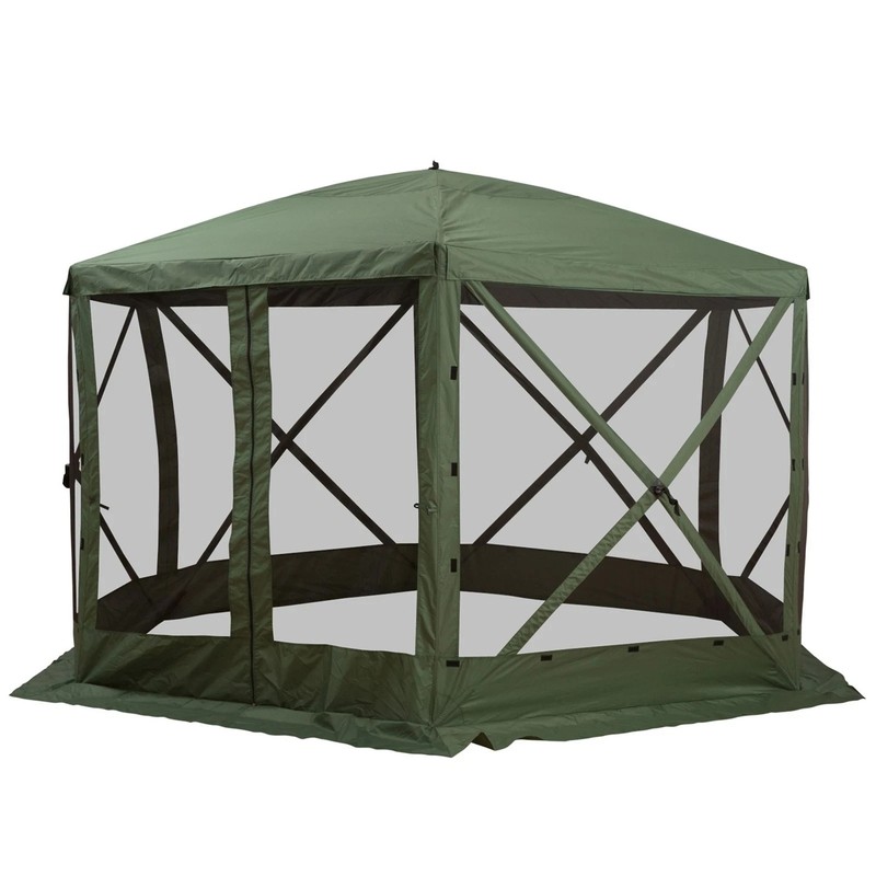 12x12ft Lightweight Gazebo Tent with Full Zippered Entry and Mesh Green