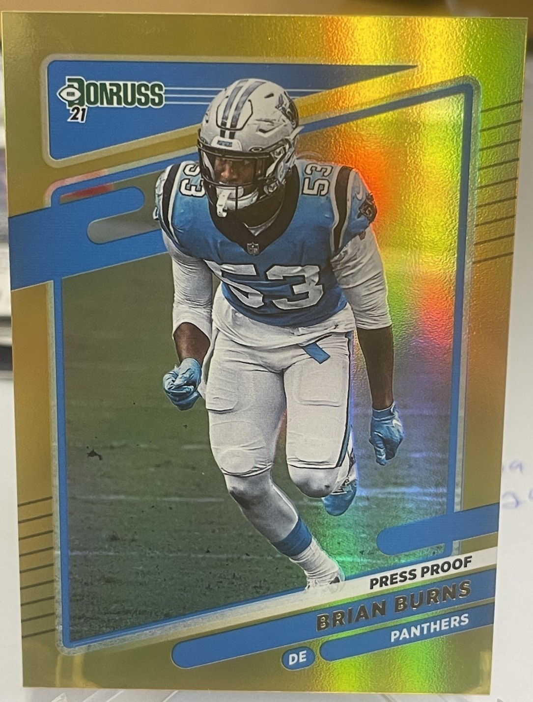 2021 Donruss Football - Brian Burns - GOLD HOLO - Carolina Panthers #224 Giants