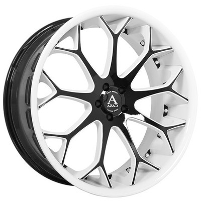 22x9 Azad Wheels AZ99 Custom White with Gloss Black Face Accents Rims (4pcs) A1