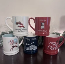 Threshold Set Of 5 Christmas Mugs Dishwasher And Microwave Safe