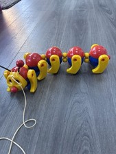 Vintage Retro KiddiCraft Pull Along Caterpillar Clatterpillar Toy 80s/90s