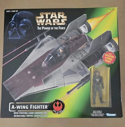 1997 Star Wars POTF 2 A-WING FIGHTER w/Exclusive PILOT Figure MIB
