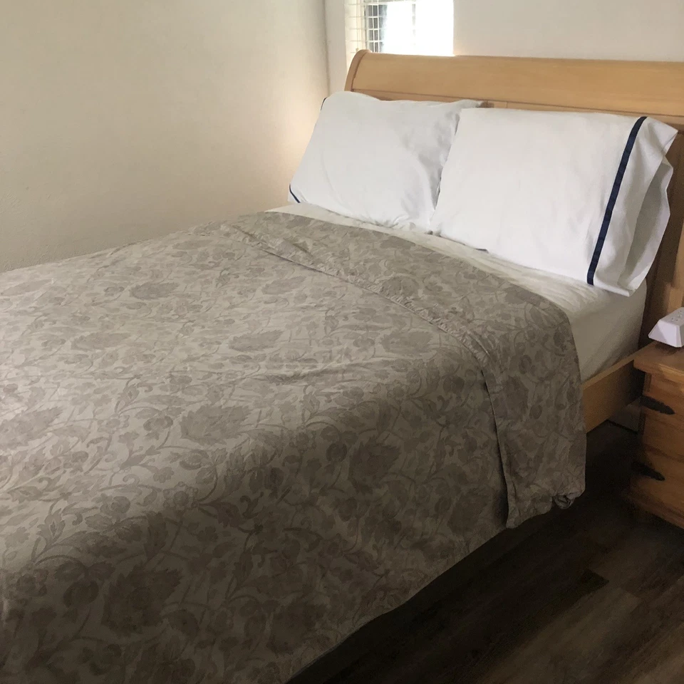 Пододеяльник Southern Living King 100% хлопок цветочный серый королевский 92x96 дюймов б/у в отличном состоянии - Изображение 3 из 4