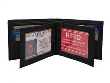 Black Deluxe Leather Men's Bifold Wallet ID Credit Card Zip 2 Center Flap