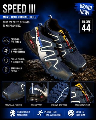 Keep Speed III Men's Trail Running Sneakers Low Top Lace Up Blue/Black