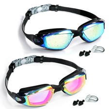 Swim Goggles 2 Pack - Anti-Fog, Leak-Proof for Adults, Men  Women