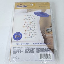 Bucilla Tall Flowers Stamped Cross Stitch Pillowcase Kit Floral 180 Thread Count