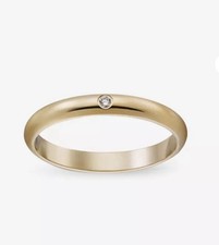 Classic Round Wedding Band With Natural 0.03 Diamond VS2 14ct Yellow Gold, Sz K