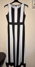 Shein Black & White Sleeveless Vertical Stripe Maxi Dress - UK M