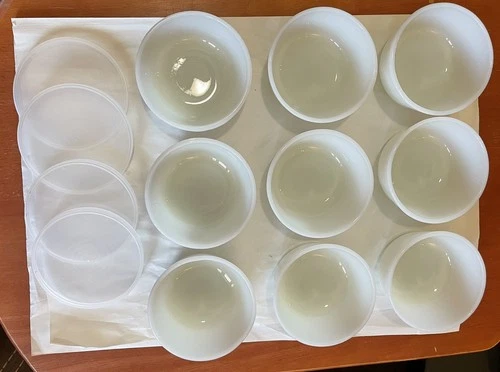 Lot of 9 GUC Vintage Anchor Hocking Custard Cups, Ramekins w/4 Lids #434, 6 OZ