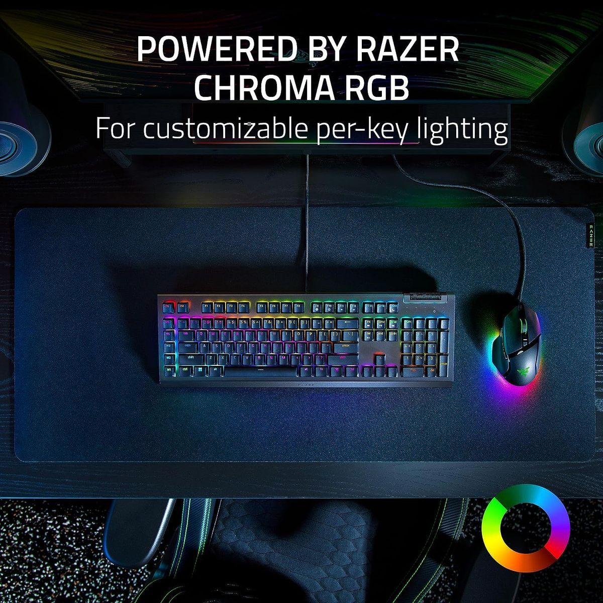 Razer BlackWidow V4 Mechanische Gaming-Tastatur – Mit Chroma RGB, 6 Makro-Tasten & Handgelenkstütze | FR-Layout Schwarz