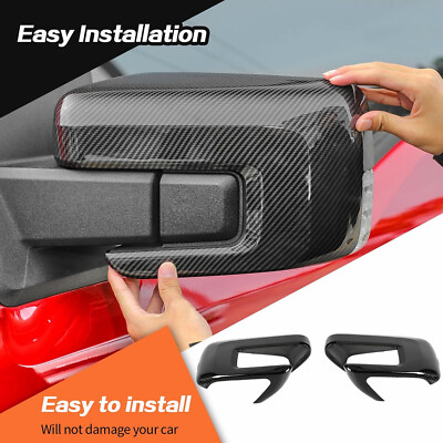 Side RearView Mirror Shell Decor Cover Trim For Ford F150 2021-2023 Carbon Fiber