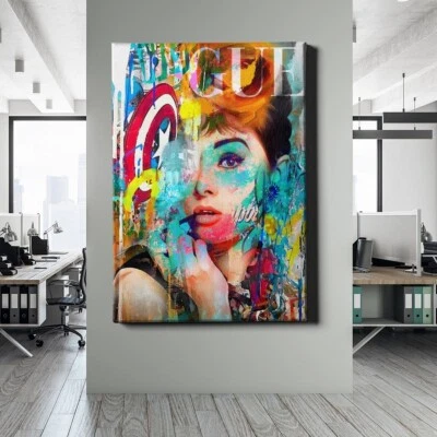 ✅WANDBILD LEINWAND,  ACRYLGLAS AUDREY HEPBURN VOGUE POP ART WANDDEKO PREMIUM - Bild 1 von 4