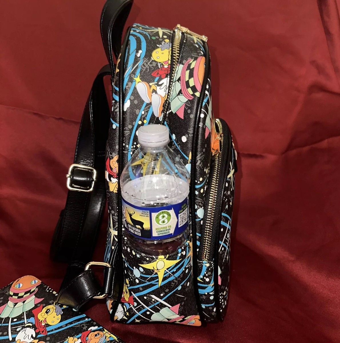 Black Bee-Embellished Backpack & Wallet Set - Black Black Bee Rhinestone Punk Backpack Handbags Shoulder  main image 4
