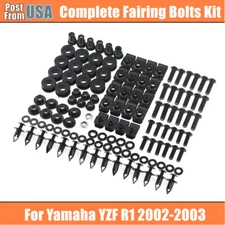 Complete Fairing Bolt Kit Black ABS Plastic Screws for Yamaha YZF R1 2002-2003 