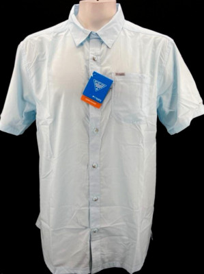 NEW Columbia Slack Tide Camp C2001MP PFG Light Blue Button Up SS Shirt Men's M