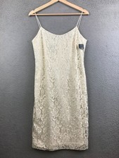 Ralph Lauren Lace Overlay Cream Sleeveless Slip Dress With Spaghetti Straps 8