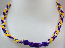 NEW 20" Custom Clasp Braided Sports Purple Yellow White Tornado Necklace Twisted