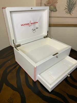 Rare Autographed Ulysse Nardin White Leather Baseball Watch Box Only Limited 100