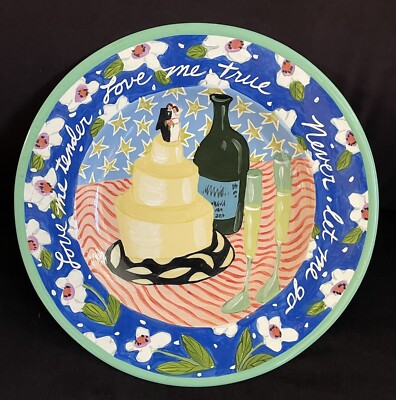 Droll Designs Ceramic Wedding Platter Plate Love Me Tender Love Me True 17''