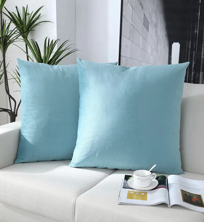 Light blue online velvet pillow