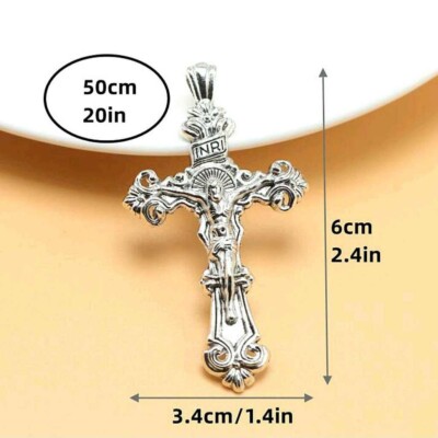 925 Sterling Silver 3D Christian Jesus Christ Cross Catholic