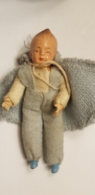 Vintage German CACO dollhouse miniature boy doll metal hands feet molded hair