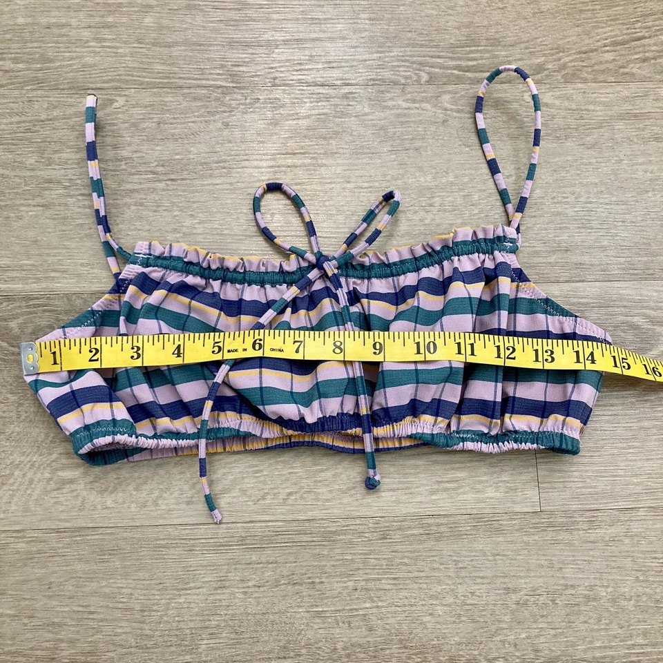 Top de bikini Madewell segunda onda a rayas con volantes cordón talla mediana para mujer Foto 4 de 4