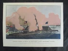 1960 Currier & Ives Civil War Print - Monitor vs CSS Virginia (Merrimac), 1862
