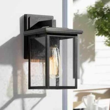 LNC 1-Light Matte Black Modern Outdoor Wall Lantern Sconce