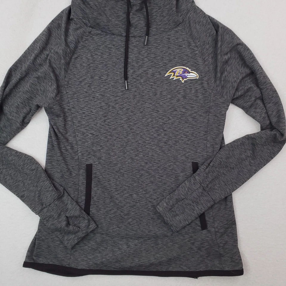 Baltimore Ravens Hoodie Womens Medium Gray Sweater Thumbhole Sleeve Pullover - Image 2 of 4