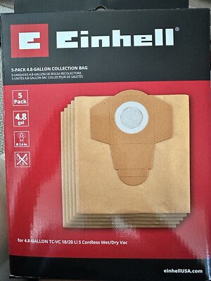 Einhell Case Of 10 5 Packs 4.8 Gallon Collection Bag Wet Dry Vac Vacuum New