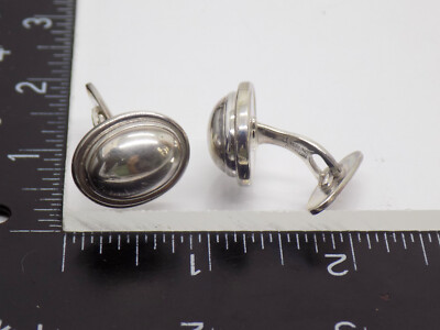 Georg Jensen Denmark Sterling Silver Oval Puffy Domed Cufflinks