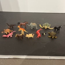 Lot of 13 Plastic PVC Animal Figures Wildlife Zoo Safari Dinosaur Turtle  
