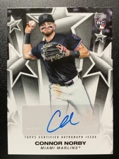2025 Topps #BSA-CN Connor Norby RC Baseball Stars Auto Marlins Rookie On-Card
