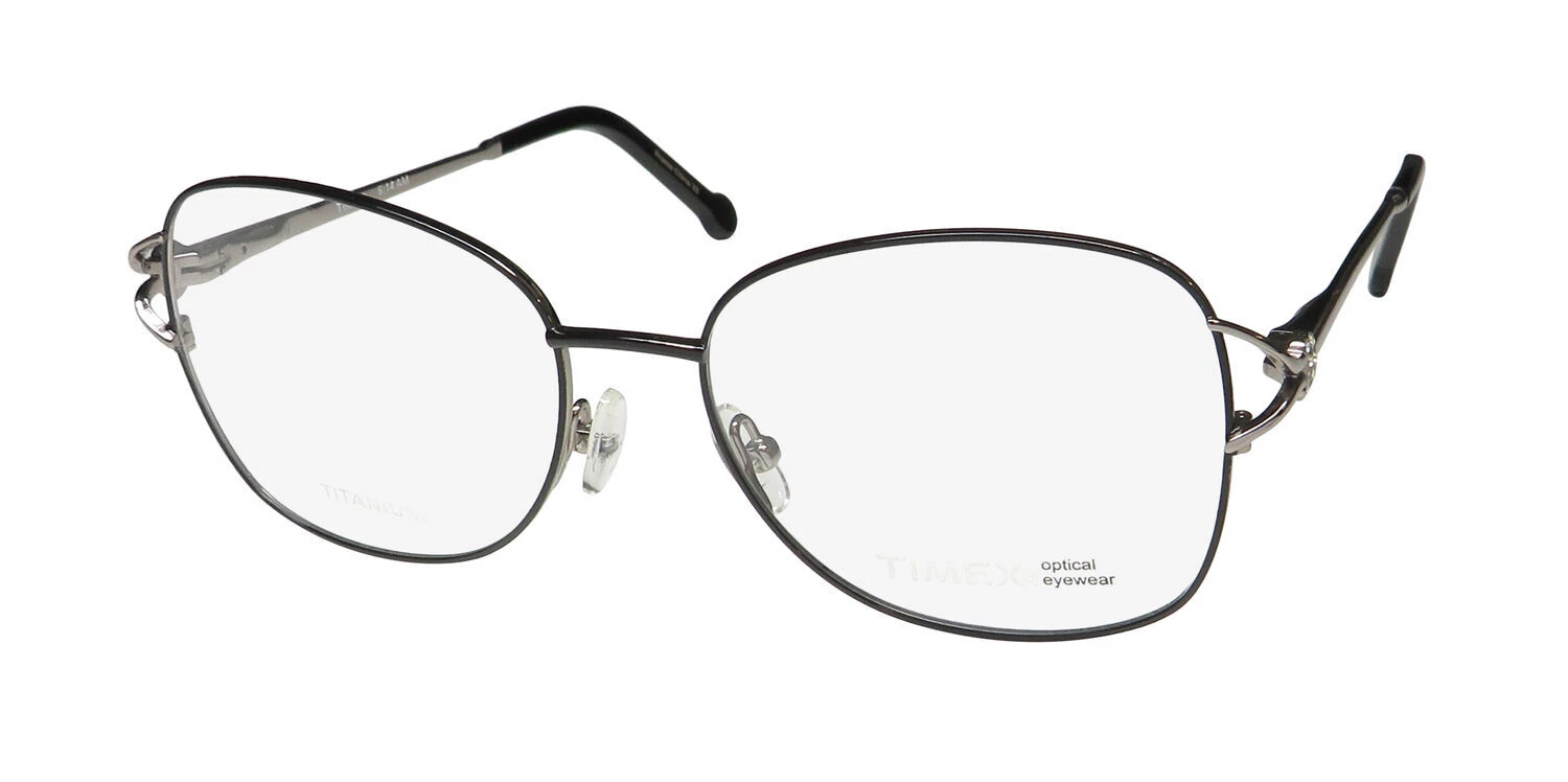 NEW TIMEX 6:14 AM EYEWEAR TITANIUM 53 16 135 BLACK OVERSIZED BK WOMENS FULL RIM