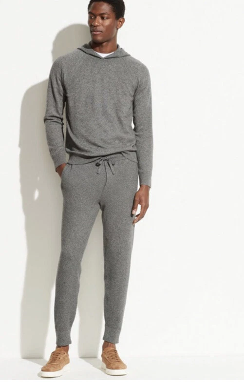 445 Vince XXL Cashmere Wool Jogger Pants Grey Melange Knit Sweats