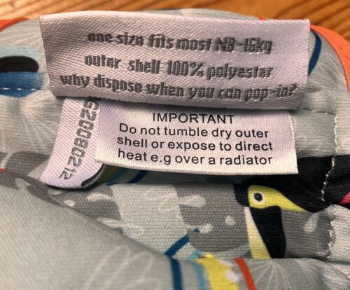 BAMBOO POP IN REUSABLE NAPPY POPPER FASTENING BIRTH TO POTTY NEW TOUCAN DESIGN - Picture 8 of 9