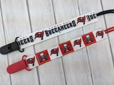 Buccs Pacifier Clip, Buccaneers Football Pacifier Clip, Baby Shower Gift, Nuk