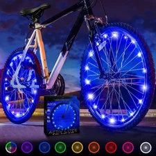 2-Tire Blue LED Bike Wheel Lights, 100% Brighter and Visible from All Angles