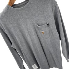 Carhartt FR Flame Resistant Long Sleeve Pocket Tee Mens L Gray 297-31 Work